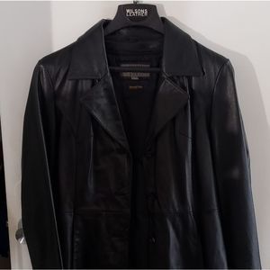 CT1246a Wlson Leather Ladies Coat with lining & Wilson Gloves-Black …